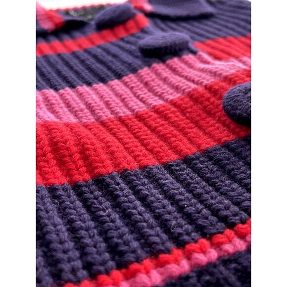 Marc Jacobs Sz S Stripe Cardigan Pink Wool Vintage Preppy Geek Chic Y2K Whimsy - Picture 8 of 15